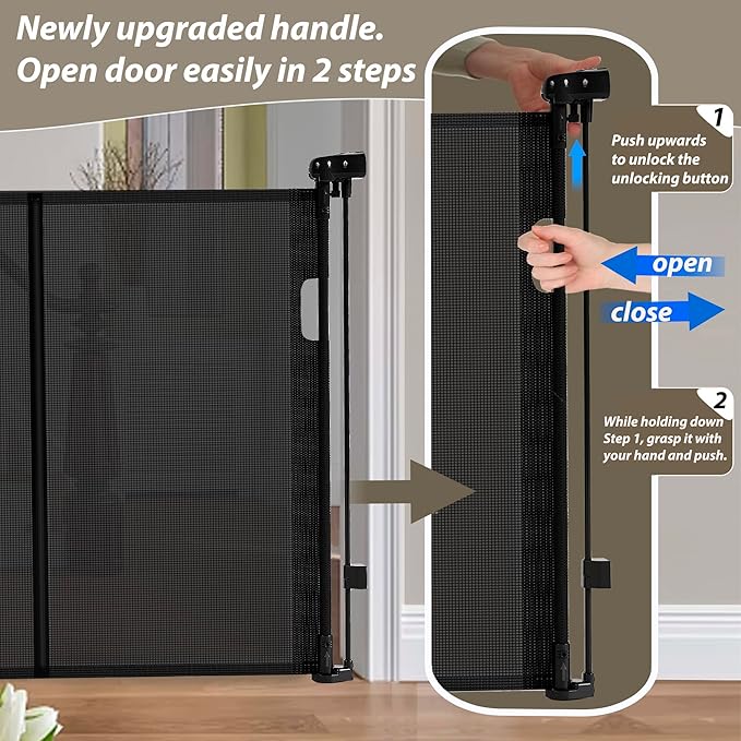 150" Extra Wide Retractable Baby Gates Dog Gate for Large Opening, 41" Extra Tall Mesh Pet Gate, Long Child Safety Gates with Fiberglass Rods for Stairways, Doorways, Hallways - Indoor/Outdoor Use-CubbioJoy