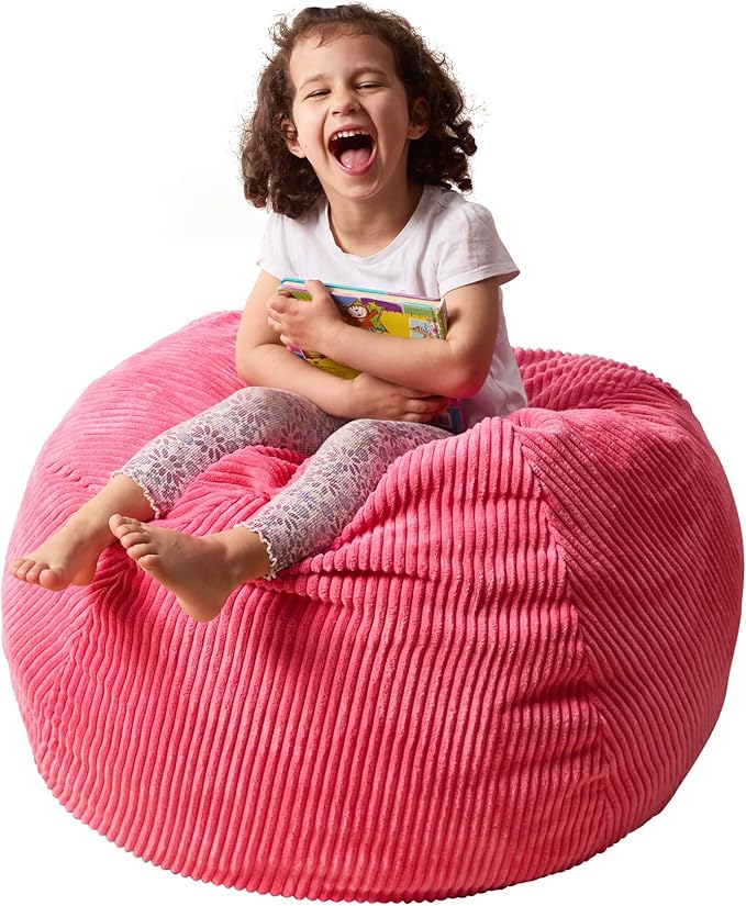 Bean Bag Chairs Teardrop Bean Bag Chair Beanbag Chair with Memory Foam Filled Machine Washable Cover for Living Room, Bedroom (Small,Pink)-CubbioJoy