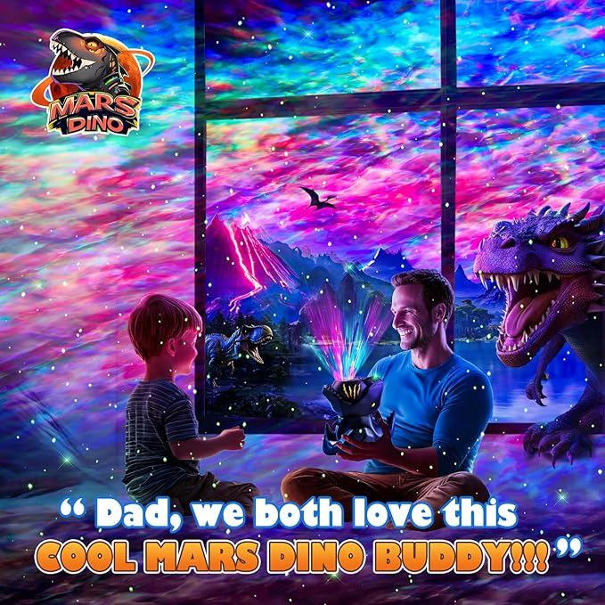 Dinosaur Baby Sound Machine Night Light Projector, 22 White Noise Machine Baby 5.3 Bluetooth Speaker, 196Color Remote Control | Toddler Night Light for Kids, Boy Gift Dinosaur Decor Galaxy Light-CubbioJoy