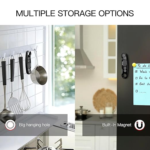 1-Second Rapid and Accurate Meat Thermometer - Waterproof Multifunctional Kitchen Food Thermometer, Ideal for Frying, Smoking, Grilling and More (Black)-CubbioJoy