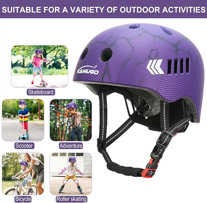 KAMUGO Kids Bike Helmet Set, Toddler Helmet for Ages 2-8 Boys Girls with Sports Protective Gear Set Knee Elbow Wrist Pads for Skateboard Cycling Scooter Rollerblading-CubbioJoy