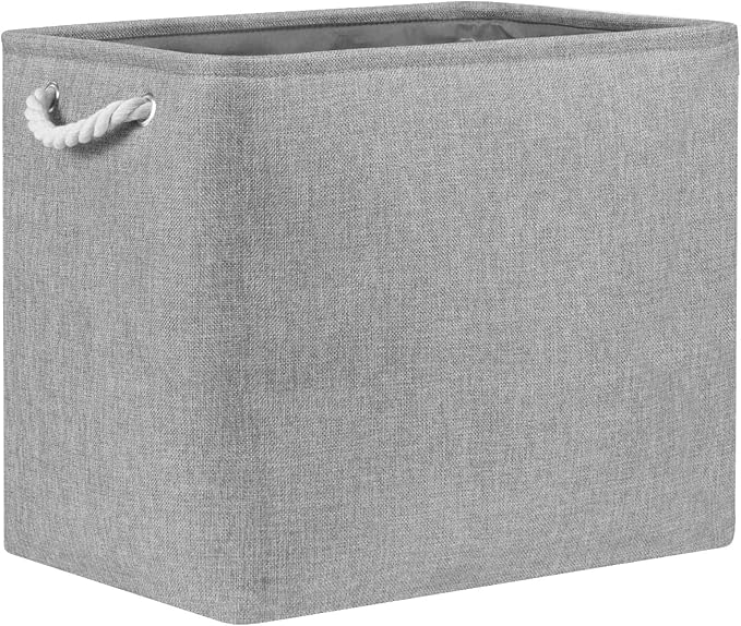 Bidtakay Collapsible Storage Bins for Clothes Large Grey Storage Baskets with Cotton Handles 17x12x15 In Set of 2 Fabric Cubby Storage Bins Livingroom Home Decorative Storage Organizer for Blankets-CubbioJoy