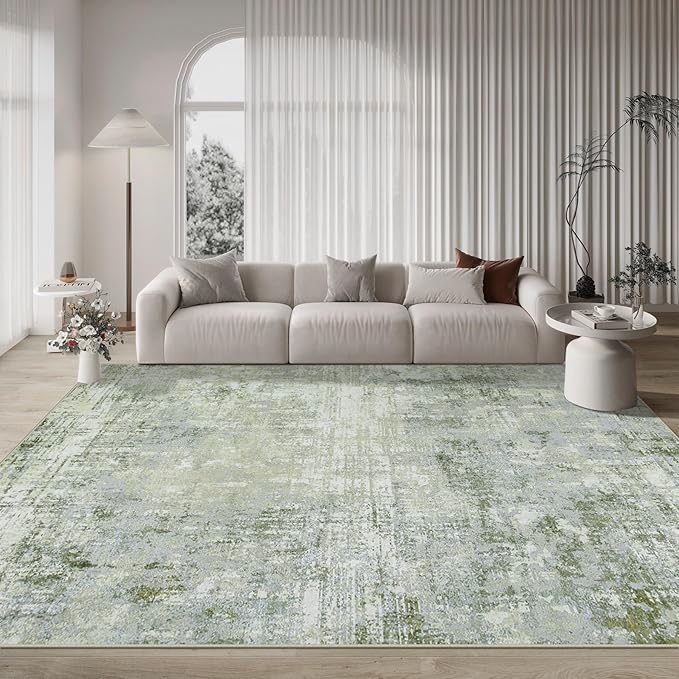 9x12 Area Rugs for Living Room Rug Washable: Modern Large Rug for Dining Room Bedroom Carpet Non Slip 9 by 12 Indoor Abstract Nursery Home Office Green-CubbioJoy