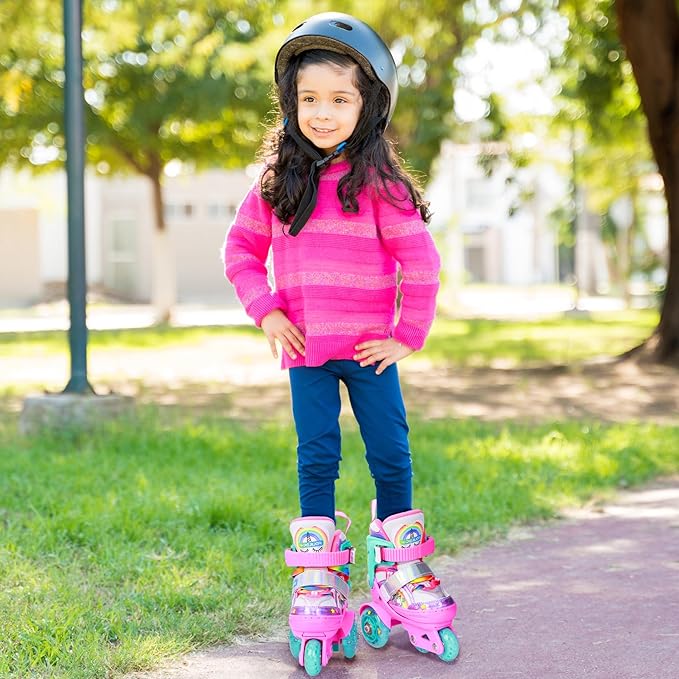 4-Pejiijar Rainbow Unicorn Kids Roller Skates for Girls Toddler Ages 2-4 5-8 8-12,Adjustable Roller Shoes with Luminous Wheels for Birthday Xmas Gifts-CubbioJoy