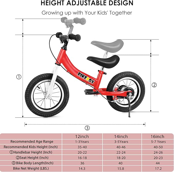Balance Bike 2 in 1,The Dual Use of a Kids Balance Bike and Toddler Bike, for 2 3 4 5 6 7 Years Old -12 14 16 Inches with Training Theory, Brake, Pedal-CubbioJoy