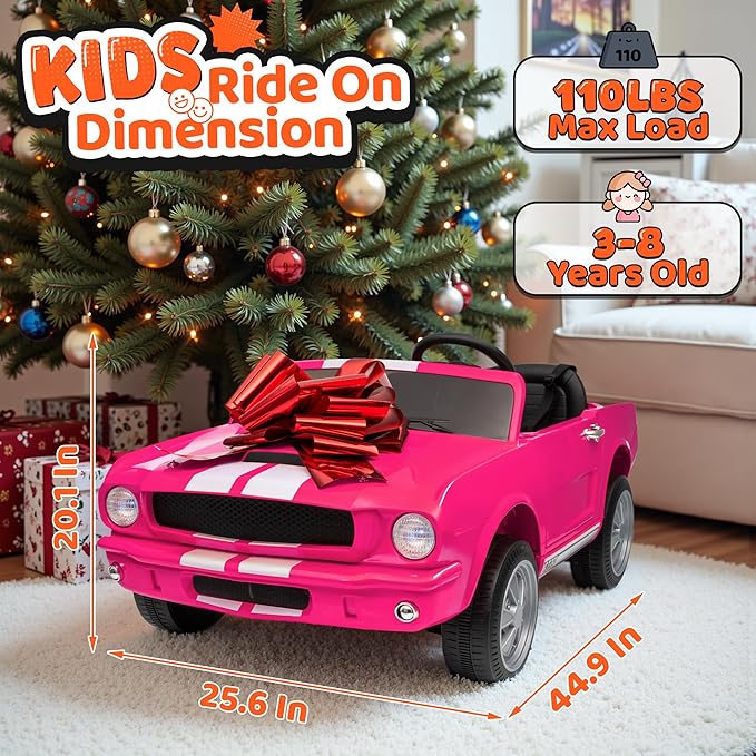 24V 2 Seater Ride on Toys, Licensed Shelby Cobra Kids Power Car Wheeler Ride On Toy w/ 2WD/4WD Switchable, Remote Control, 19" Spacious Seat, 4 Spring Suspension, Music, Bluetooth-CubbioJoy