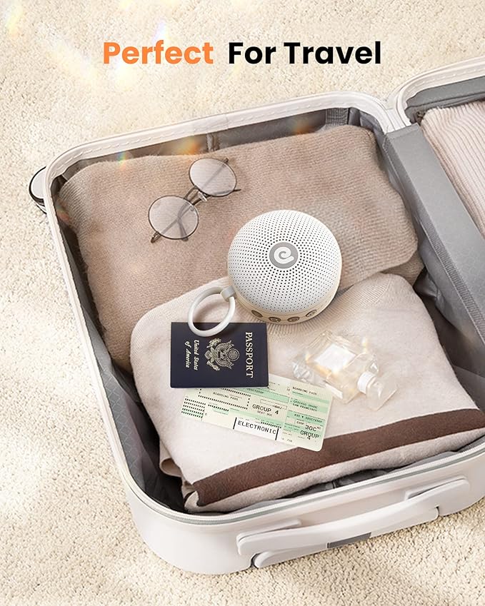 Dreamegg Portable Noise Machine for Baby Adult, Features Powerful Battery, 21 Soothing Sound, Noise Canceling for Office & Sleeping, Sound Therapy for Home, Travel, Registry Gift, Classic White-CubbioJoy