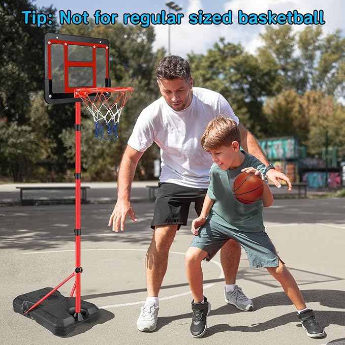 Boys Toy Gifts for 3 4 5 6 7 8 Years Old, Kids Basketball Hoop Adjustable Height 3.5FT-6.2FT, Mini Basketball Hoop for Kid Boys, Basketball Goal Toys Outdoor Indoor Game Gifts for Boys, Red-CubbioJoy