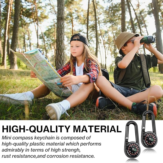 12 Pcs Mini Compass Keychain for Kids Bulk, Small Pocket Magnetic Compass Survival Hiking for Outdoor Survival Camping Party Backpacking Accessory-CubbioJoy