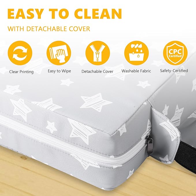 Booster Seat for Kitchen Chair with Adjustable Straps, Toddler Booster Seats for Dining Table Portable for Travel Camping Eating, Booster Cushion for Table for Baby Child Infant Kid Boy Girl-CubbioJoy