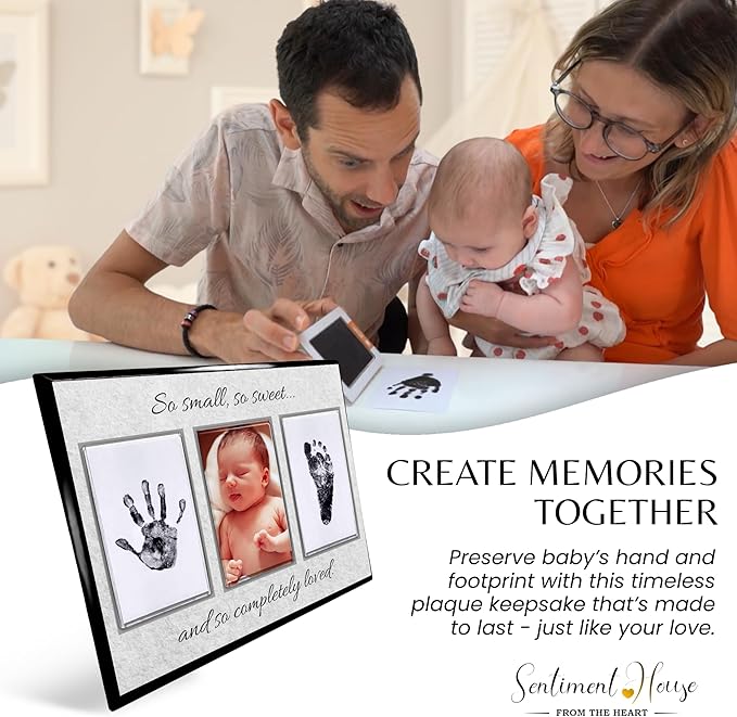 Inkless Hand and Footprint Kit, Baby Keepsake Plaque & Baby Shower Gifts - Ideal as Mom To Be Gift, Nursery Picture Frames, Clean Touch Hand and Footprint Kit (Style 2 - Design 3)-CubbioJoy