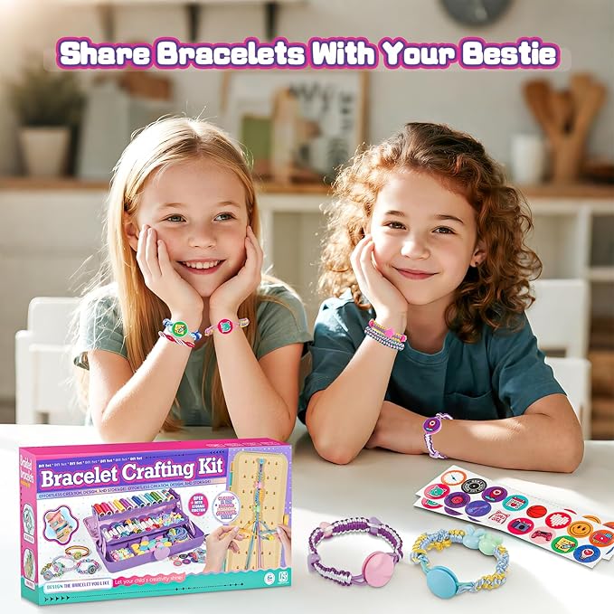 Cmiolacuna Friendship Bracelet Making Kit for Girls, 3-Layer Storage Box Arts and Crafts Bracelets Jewelry String Maker Kit Ages 8-12,Best Christmas Birthday Gift for Girls 6 7 8 9 10 11 12 Year Old-CubbioJoy