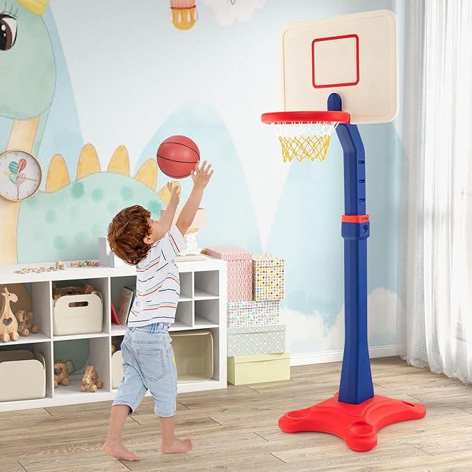 Costzon Kids Basketball Hoop, 8-Level Height Adjustable Basketball Goal Stand with Weighted Base, Indoor Toy Basketball Set Outdoor Play Sport for Boys Girls Age 3+-CubbioJoy