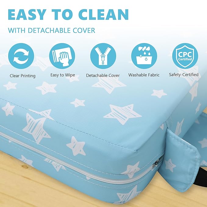 Booster Seat for Kitchen Chair with Adjustable Straps, Toddler Booster Seats for Dining Table Portable for Travel Camping Eating, Booster Cushion for Table for Baby Child Infant Kid Boy Girl-CubbioJoy