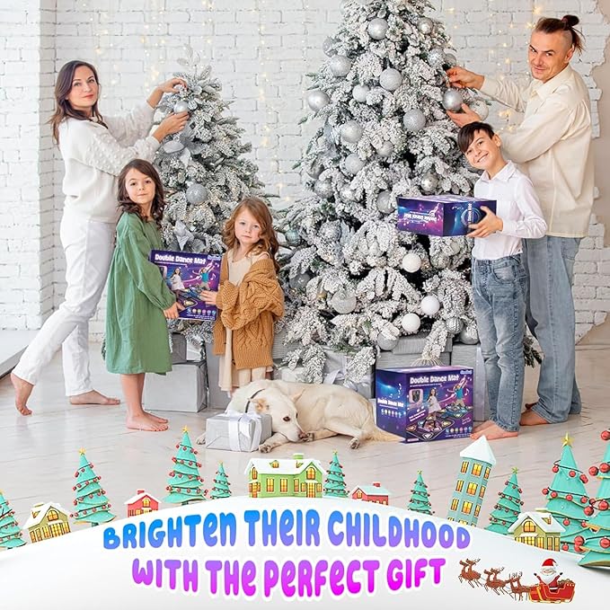 Dance Mat, 2025 Rechargeable Light-Up 2-Player Opposing Dance Pad with Bluetooth, 12-Button Music Dancing Toy, Christmas Birthday Gift for 3-12 Year Old Boys Girls-CubbioJoy