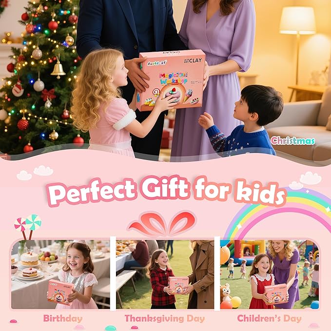 Air Dry Clay Kit - Cake Themed, Modeling Clay for Kids, DIY Model Magic Clay with Sculpting Tools and Tutorials, 12 Boxes Molding Clay, Ultra Light, Soft & Non-Toxic, Arts and Crafts Gift for Kids-CubbioJoy