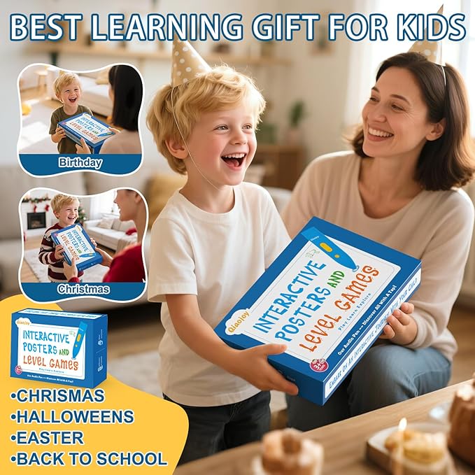 Bilingual Interactive Kids Talking World Map & Dinosaur Poster for Kids Learning and Educational Toys, Talking Educational Toys for 3 to 12 Years Old Girls/Boys, Preschool Learning Chart-CubbioJoy