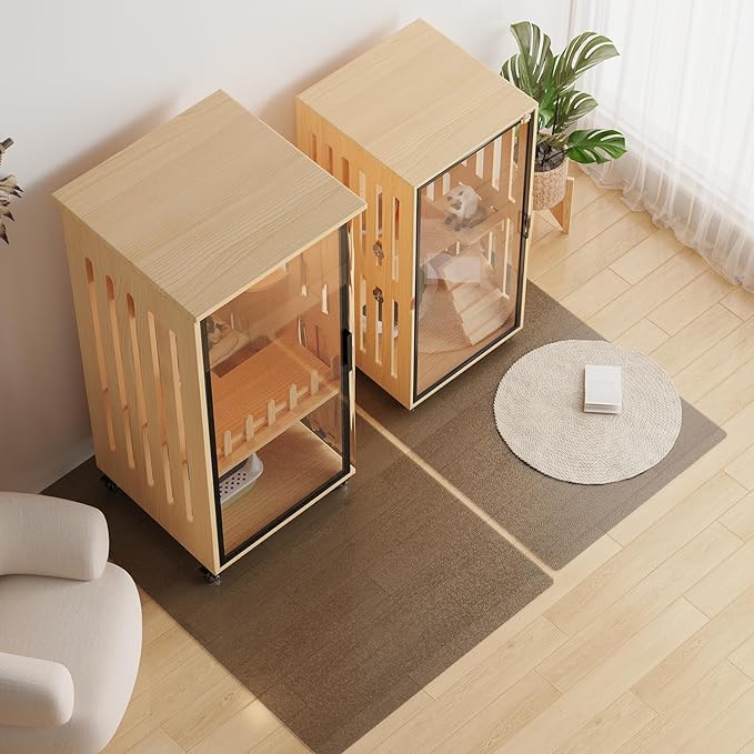 Area Mat for Hard Floors, 4'×6' Semi-Clear Black Vinyl Floor Protector for Under Dining Table, Waterproof Non-Slip Plastic Rug, Splat Mat for Under High Chair-CubbioJoy