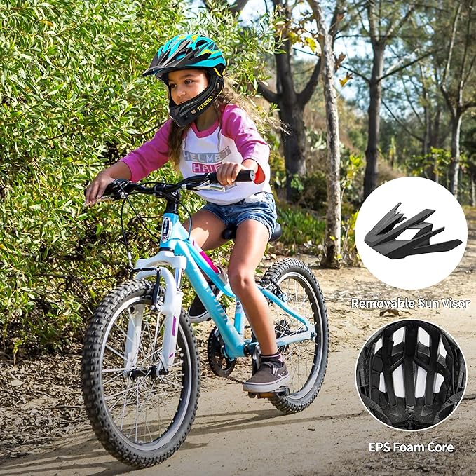 Kids Bike Helmet with Chin Guard, Adjustable Detachable Children’s Full Face Helmet for Girls and Boys, Cycling Helmets Skateboard, Scooter-CubbioJoy