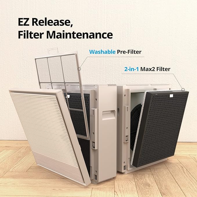 COWAY Air Purifiers for Home Large Room Up to 930 ft², Washable Pre-Filter and True HEPA Filter for Smoke, Allergies, Pet Dander, Odor, AQI, App Control, Smart & Rapid Mode, 3yr Warranty, 250S-CubbioJoy