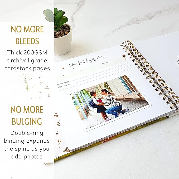 Baby Memory Book for Girl or Boy - First 5 Year Unisex Woodland Animal Keepsake to Log New Born 1st Milestone - Gender Neutral Photo Album - Parent Scrapbook Journal - Pregnancy Gift for Expecting Mom-CubbioJoy