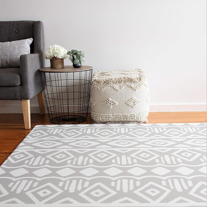 Cushmat Stylish Reversible Foam Play Mat (Large, Crystals - Gray Pink) - Soft, Waterproof, Durable Play mat for Infants, Babies, Toddler, Kids & Grownup - 6.5ft x 4.5ft-CubbioJoy