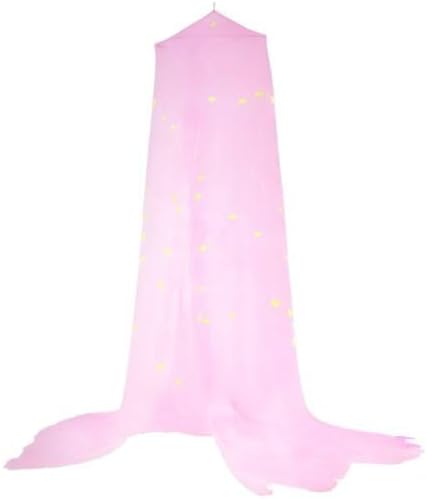 BCBYou Bed Canopy Mosquito Net with Fluorescent Stars Glow in Dark for Baby, Kids, and Adults, for Cover The Baby Crib, Kid Bed, Girls Bed Or Full Size Bed (Pink)-CubbioJoy