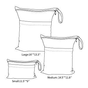 ALVABABY 3pcs Baby Cloth Diaper Wet Dry Bags Waterproof Reusable with Two Zippered Pockets Travel Beach Pool Daycare Soiled Baby Items Yoga Gym Bag for Swimsuits or Wet Clothes 3L-YA132-CubbioJoy