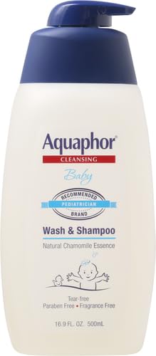 Aquaphor Baby Wash and Shampoo - Mild, Tear-free 2-in-1 Solution for Baby’s Sensitive Skin - 16.9 fl. oz. Pump-CubbioJoy