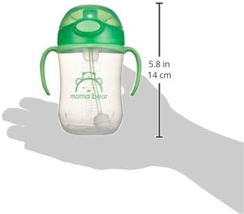 Amazon Brand - Mama Bear Silicone Weighted Straw Sippy Cup, 9 Ounces, Pack of 2, Blue/Green-CubbioJoy