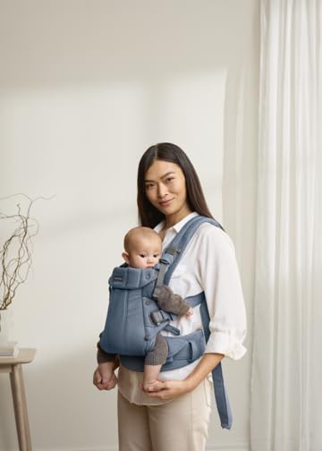 BabyBjörn Baby Carrier Harmony, Woven mélange, Blue | 3-in-1 Ergonomic Baby Carrier; Newborn, Facing-in, Outward-Facing, and Back Carrying Positions Supported (7-40 lbs), Newborn to Toddler-CubbioJoy
