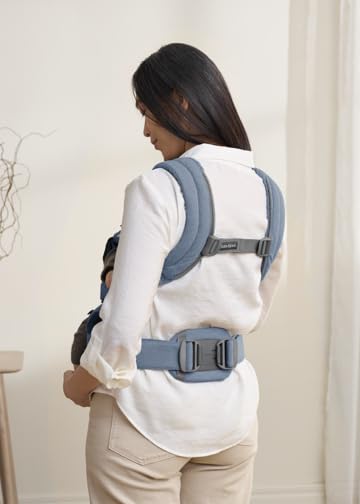 BabyBjörn Baby Carrier Harmony, Woven mélange, Blue | 3-in-1 Ergonomic Baby Carrier; Newborn, Facing-in, Outward-Facing, and Back Carrying Positions Supported (7-40 lbs), Newborn to Toddler-CubbioJoy