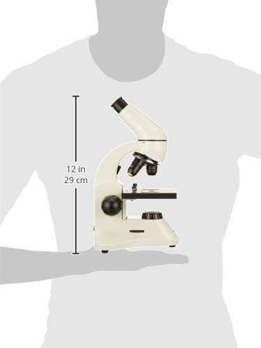 AmScope M120C-2L-PB10-E1 Digital Compound Monocular Microscope, WF10x and WF25x Eyepieces, 40x-1000x Magnification, Brightfield, Upper and Lower LED Illumination, Plain Stage, Includes Blank and Prepared Slides, 1.3MP Camera and Software-CubbioJoy