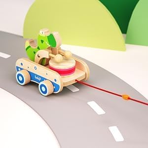 Baby Gift Wooden Toddler Pull Toy, Crocodile Drum Tapping Children's Toy, Baby dragging and Learning to Walk, Rope Traction Rope Crawling for Toddlers Ages 1+-CubbioJoy