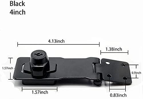 2 Packs Keyed Hasp Locks Twist Knob Keyed Locking Hasp for Small Doors, Cabinets and More,Stainless Steel Steel, Hasp Lock Catch Latch Safety Lock Door Lock with Keys (4inch, Bliack)-CubbioJoy