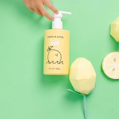 Dabble & Dollop Lemon Body Wash & Shampoo – 3-in-1 Natural Bubble Bath for Kids, Made in USA, No Parabens or Sulfates, Vegan, Gluten-Free, Tear-Free (10oz, Pack of 2)-CubbioJoy