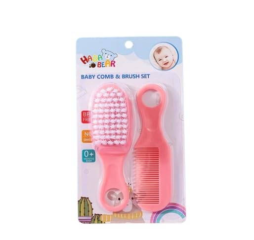 Baby Comb and Brush Set – Soft Bristles for Newborns, Toddlers & Infants | Gentle Scalp Care | BPA-Free, Hypoallergenic | Baby Hairbrush for Cradle Cap & Sensitive Skin (Pink)-CubbioJoy