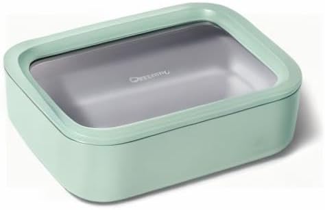 Caraway Glass Food Storage - 6.6 Cup Glass Container - Ceramic Coated Food Container - Non Toxic, Non Stick Lunch Box Container with Glass Lids - Dishwasher, Oven, & Microwave Safe - Mist-CubbioJoy