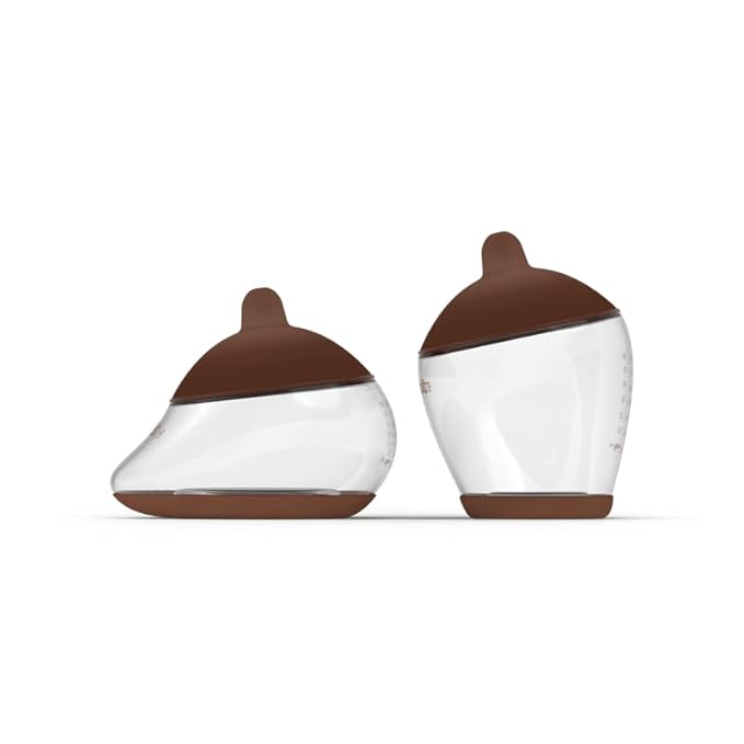 Baby Bottle Starter Kit Includes 2 Bottles 2 Nipples 2 Caps 2 Lids 2 Responsive Flow Valves, Cleaning Brush - Deep - Shape 2-RFV-CubbioJoy