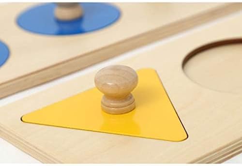 Adena Montessori Colorful Multiple Shape Puzzles Toys for 6-12 Months 1 Year Old Toddler Babies First Shapes Geometric Jumbo Knob Wooden Puzzle Color Sorter (3 Pieces)-CubbioJoy