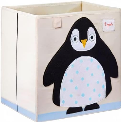 3 Sprouts Toy Storage Organizer: Toy Box Cube Organizer for Playroom, Nursery - Foldable Storage Bin - Penguin-CubbioJoy