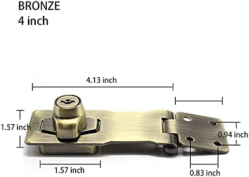 2 Packs Keyed Hasp Locks Twist Knob Keyed Locking Hasp for Small Doors, Cabinets and More,Stainless Steel Steel, Hasp Lock Catch Latch Safety Lock Door Lock with Keys (4inch, Bronze)-CubbioJoy
