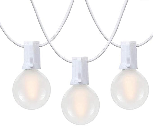25Ft G40 LED Outdoor Christmas Frosted White String Lights with 27 G40 White Pearl Shatterproof Bulbs, Connectable Vintage Christmas Globe Patio Lights for Holiday Wedding Party Café Porch Party-White-CubbioJoy