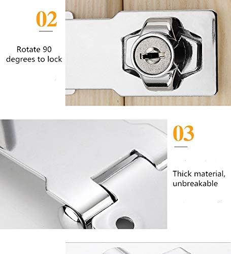 2 Packs Keyed Hasp Locks Twist Knob Keyed Locking Hasp for Small Doors, Cabinets and More,Stainless Steel Steel, Chrome Plated Hasp Lock Catch Latch Safety Lock (3Inch with Lock)-CubbioJoy