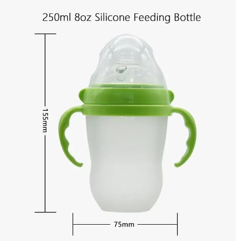 Baby Bottles (2 Pack) 8oz Nurture Nest Anti Colic Bottles with Easy to Hold Handles and Soothing Green Trim-CubbioJoy