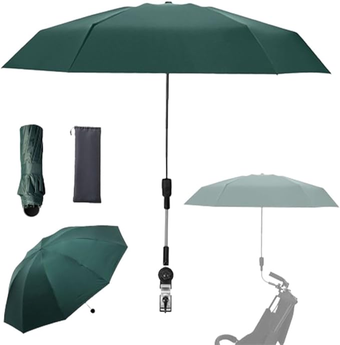 Clip-on Umbrella for Stroller Sunshade, Adjustable Steering Angle, Handle Included, Compact and Lightweight, Suitable for All Kinds of Strollers-CubbioJoy