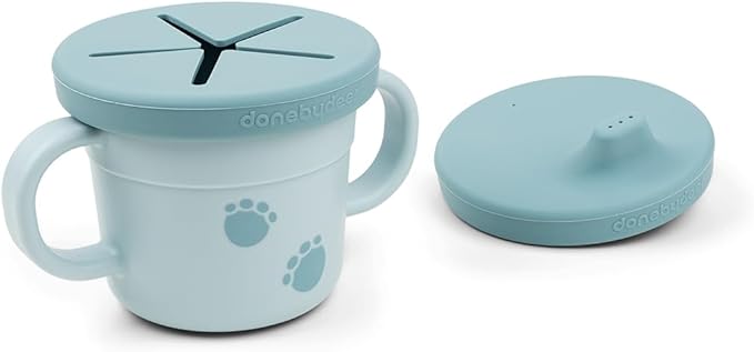 Done by Deer Elphee Blue Snack & Sippy Cup – Spill-Proof Toddler Cup with Soft Spout, Easy-Grip Handles, and Snap-On Lid – Perfect for 6-Month-Olds-CubbioJoy