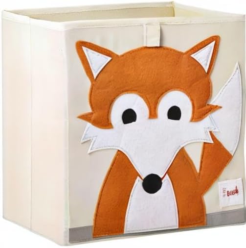 3 Sprouts Toy Storage Organizer: Toy Box Cube Organizer for Playroom, Nursery - Foldable Storage Bin - Fox-CubbioJoy