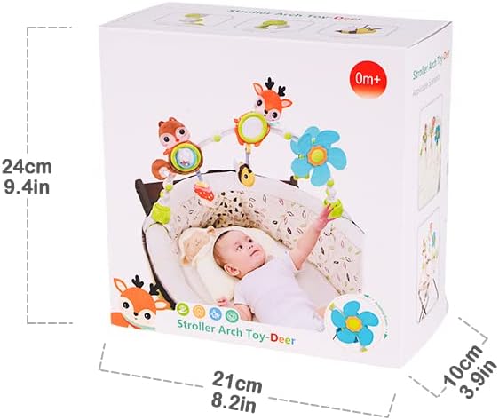 Adjustable Arch Bassinet Toys for Infant & Toddlers, Stroller Arch, Baby Crib Toys with Fascinating Hanging for Stimulating Baby’s Senses and Developing Motor Skills-CubbioJoy