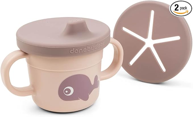 Done by Deer Foodie Spout & Snack Cup Wally Powder – Spill-Proof Toddler Cup for Snacks and Drinks – Travel-Friendly, Easy to Clean, Perfect for 6-Month-Olds-CubbioJoy
